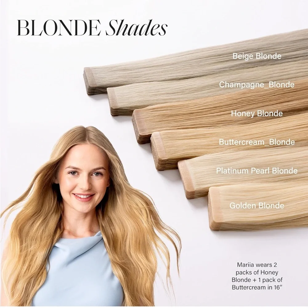 Luxy Beige Blonde Remy Human Hair 26 Inch Tape In Hair Extensions